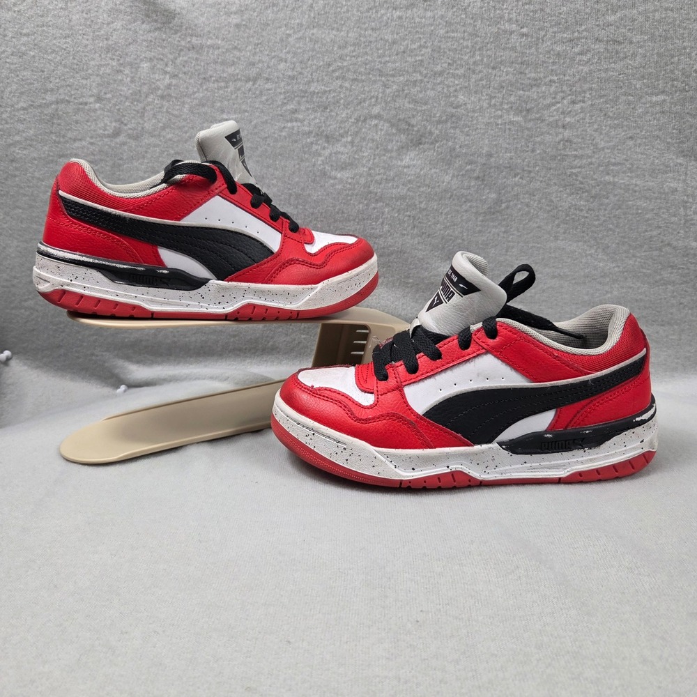 Puma Rebound Joy Low Sneakers Kids Size 2 Red White Black Fair Low Top Shoes